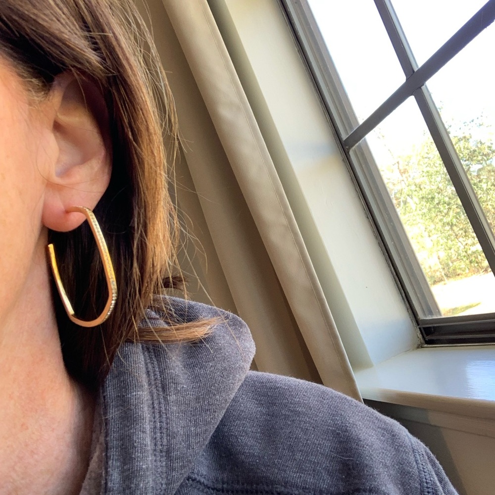 Michael Kors earrings stamped gold with crystal stones